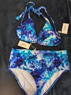 Swimsuits For All Ashley Graham Blue Tie-Dye Bikini Top NWT